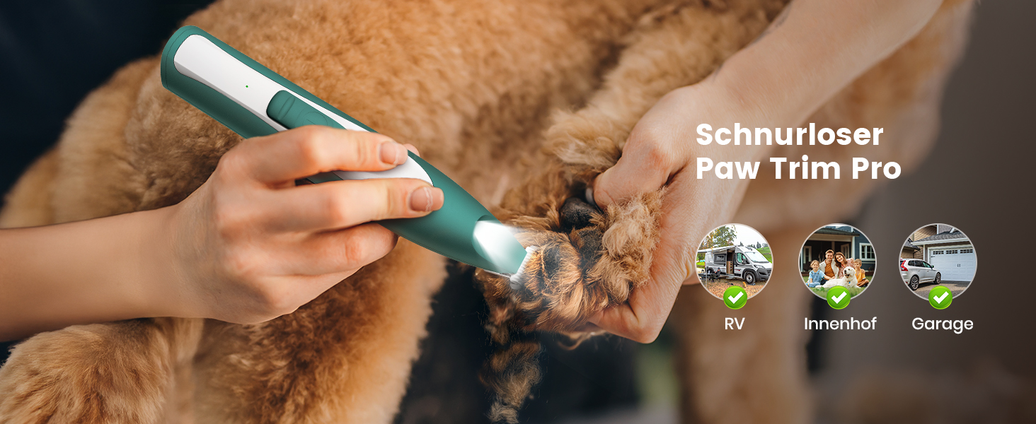 Триммер для собак Oneisall з LED-підсвічуванням: для лап, очей, вух, обличчя. Безшумний, акумуляторний.