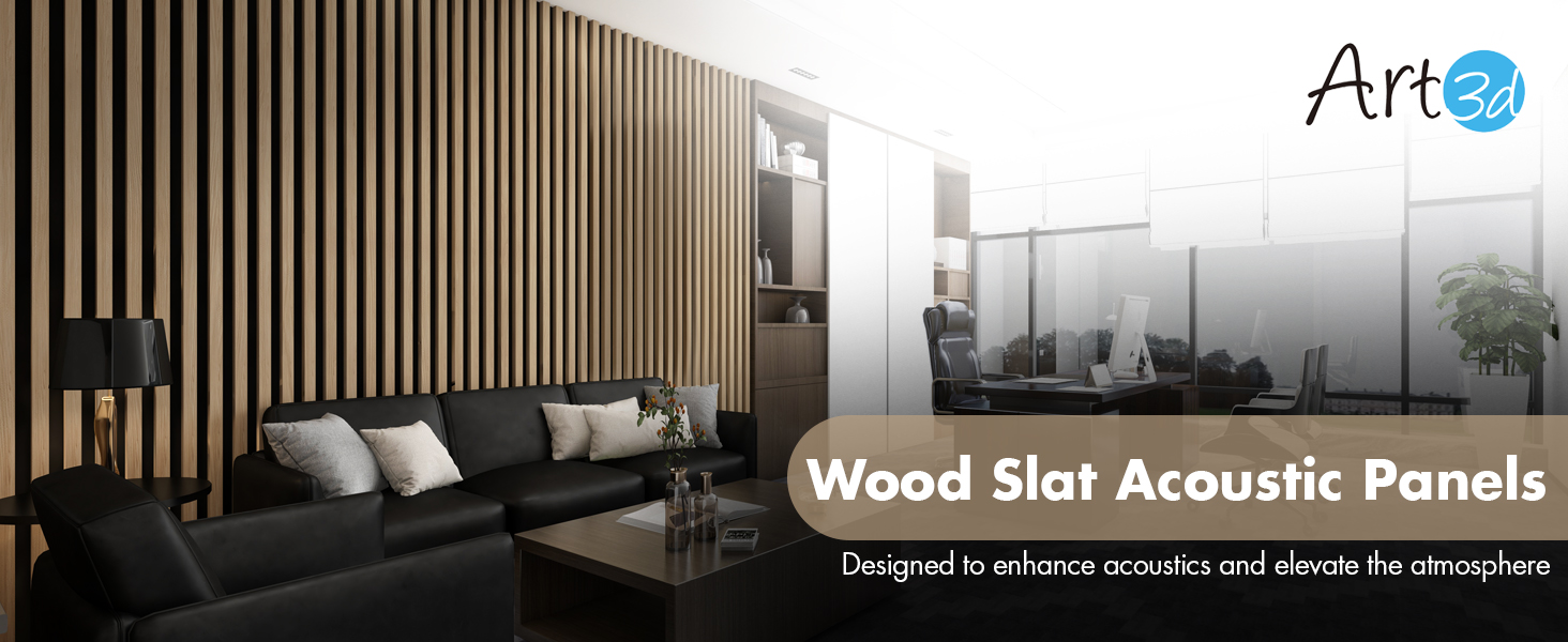 Акустичні панелі Art3d Темний горіх, 3D стінові панелі для звукоізоляції офісу, студії та вітальні, шпоноване дерево з фетровою основою, 60x30 см (набір 4 шт, 0.72 м²)
