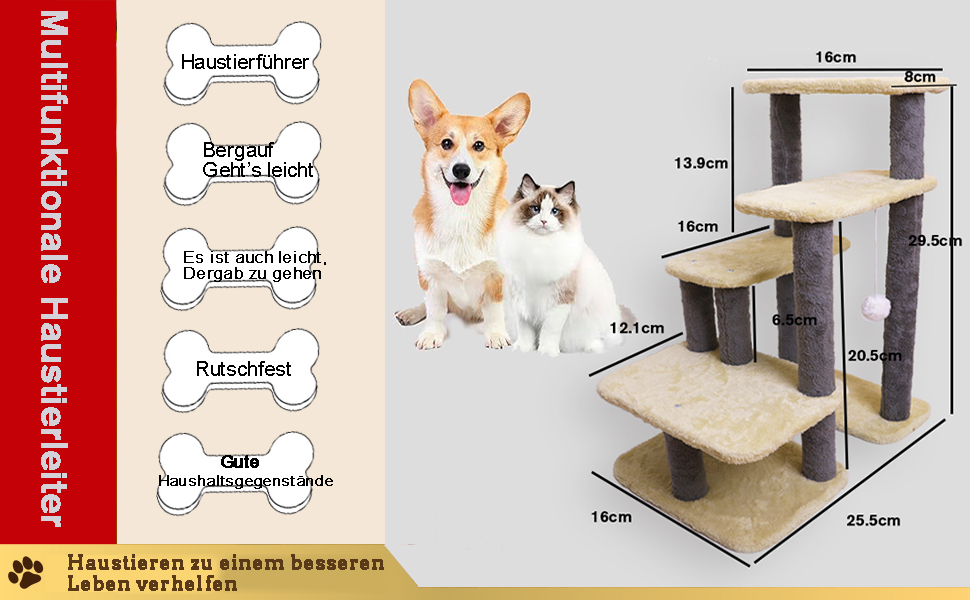 Сходинка для собак Mekidulu, 2/3/4/5 сходинок, регульована висота, сходинка для котів, для літніх котів, знімні та миючі подушки, для маленьких собак, водонепроникна