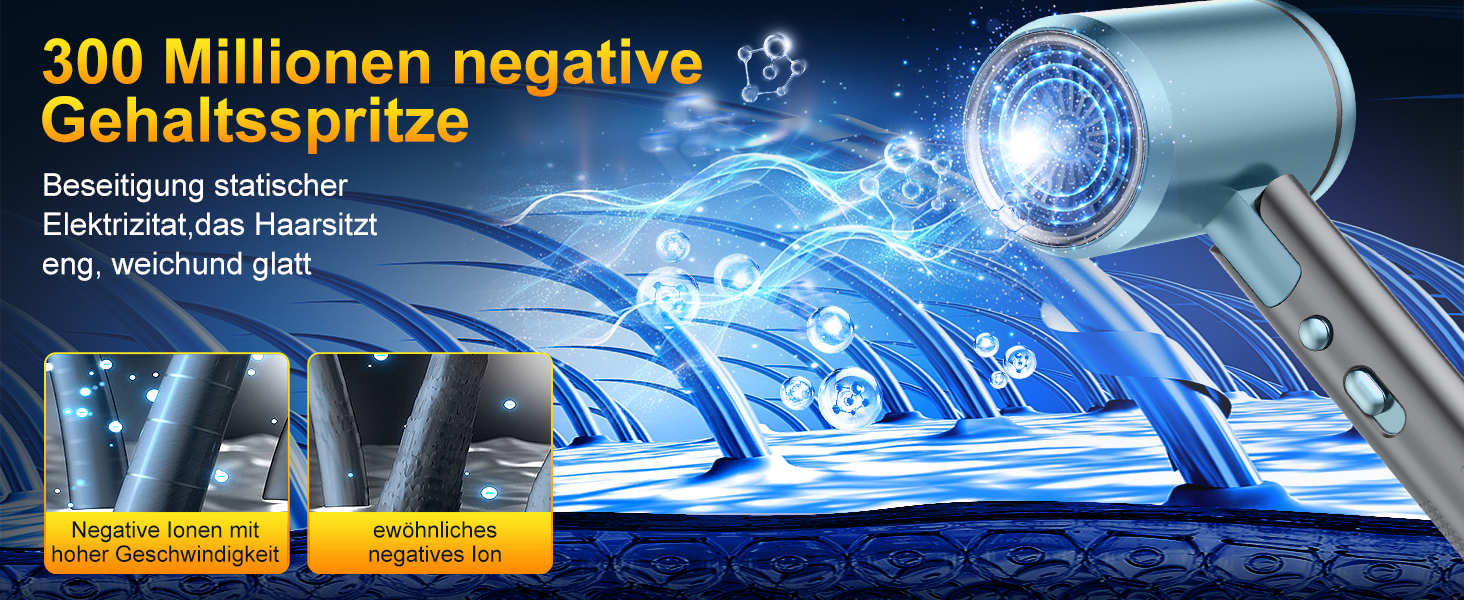 Фен 2400W складний іонний, професійний туристичний, з гарячою/холодною кнопкою, 3 режими нагріву, AC мотор, з насадкою-дифузором та сумкою для зберігання (сіро-блакитний)