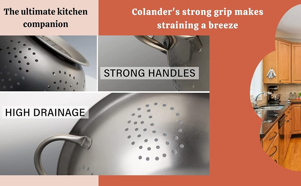 Сито з нержавіючої сталі Abrus® 24 см - міцне, з широкою ручкою, придатне для миття в посудомийній машині