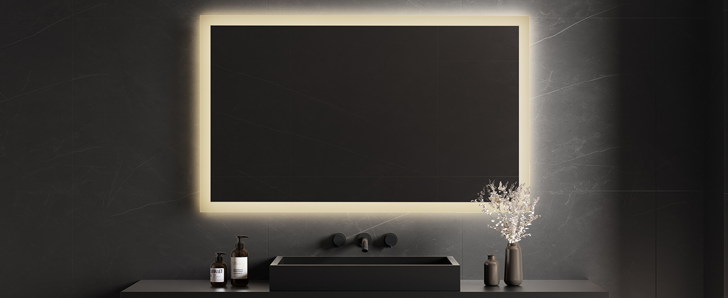 Дзеркало для ванної кімнати EMKE® з підсвічуванням 80x60 см, тепле біле світло 3000K, вимикач, вертикальна/горизонтальна установка, IP44, енергозберігаюче