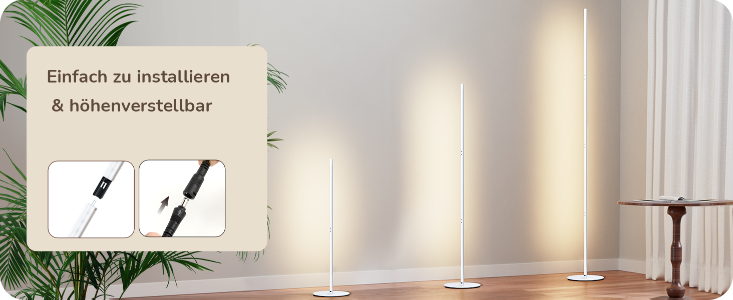 LED торшер Edishine з димуванням, тепле світло 3000K, регульована висота 146 см, для вітальні, спальні, офісу, з функцією пам'яті