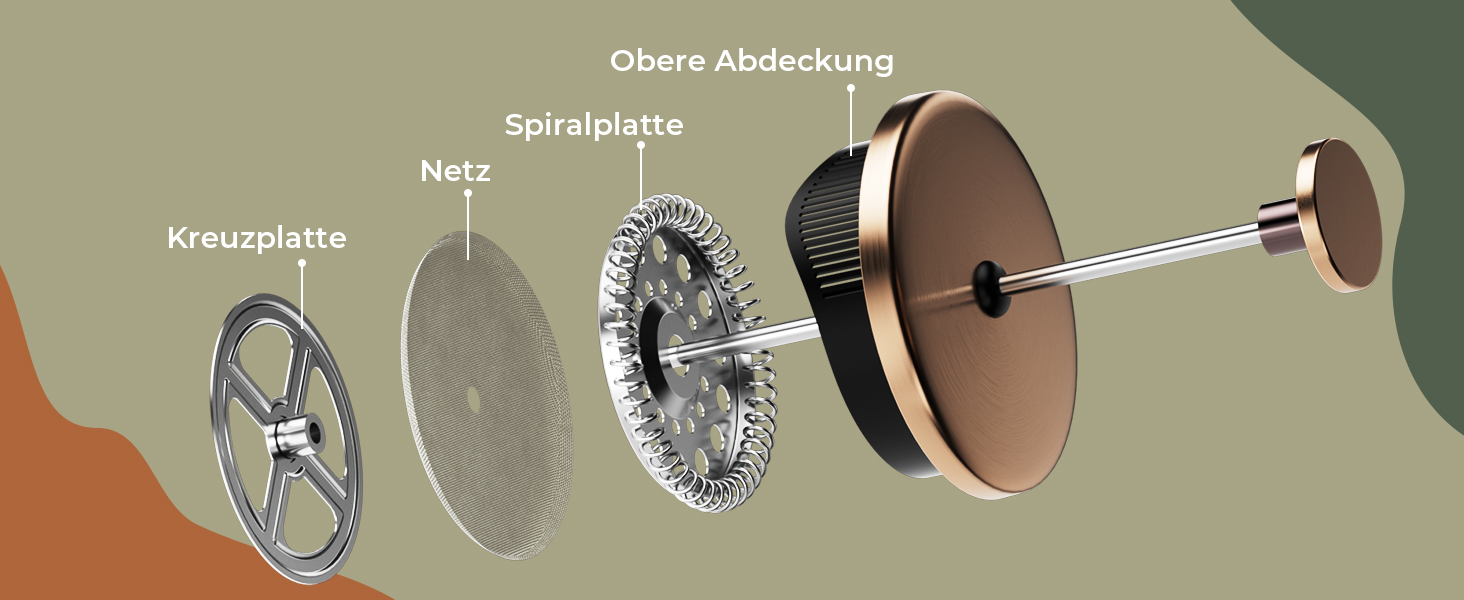Френч-прес для кави 350мл з нержавіючої сталі, скляний, для дому, офісу, кемпінгу та подорожей