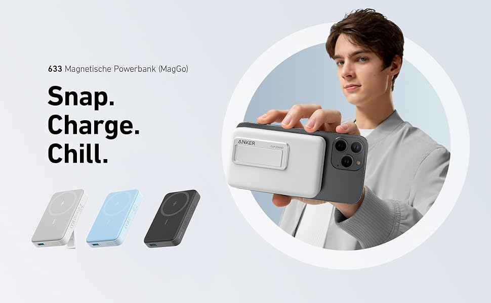 Anker Power Bank 10000mAh Магнітний, бездротовий, для iPhone 13/12 (білий)