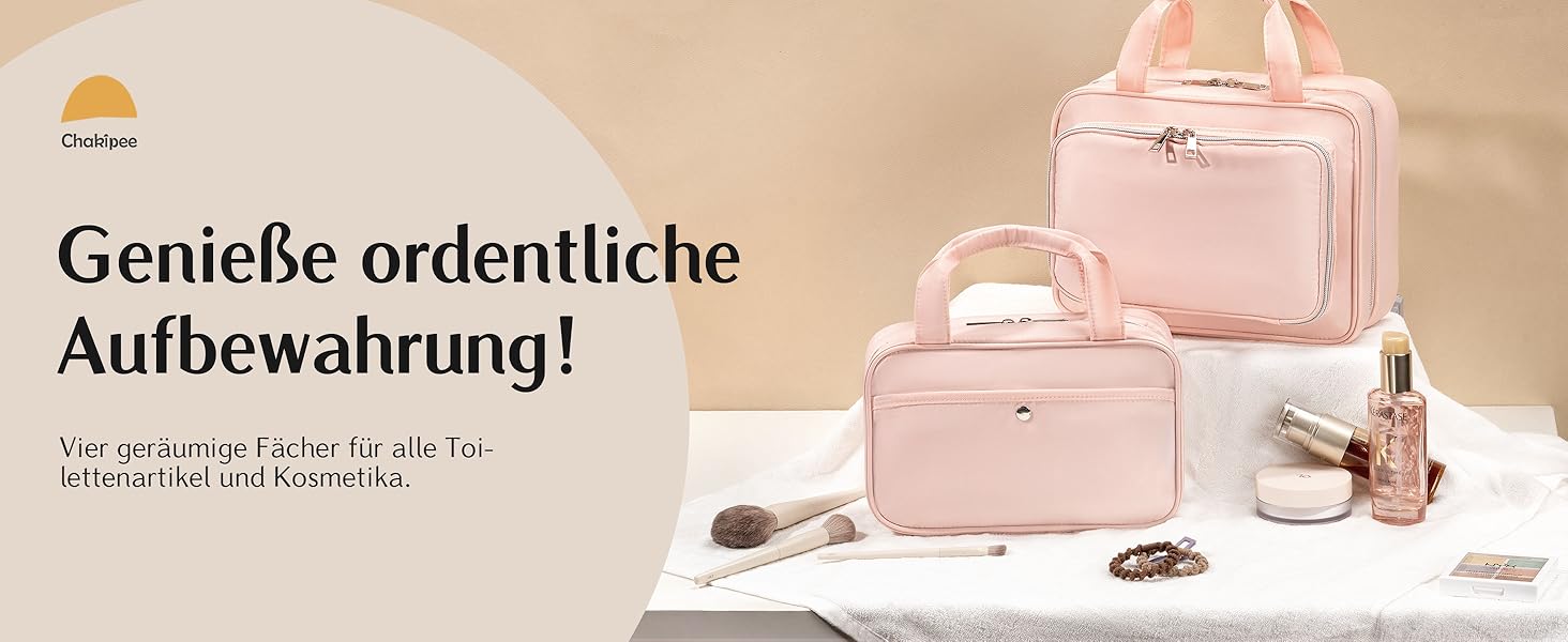 Чоловіча/Жіноча дорожня косметичка для підвішування – водовідштовхувальна, з прозорим вікном, рожевого кольору, середнього розміру (30x23x10 см)