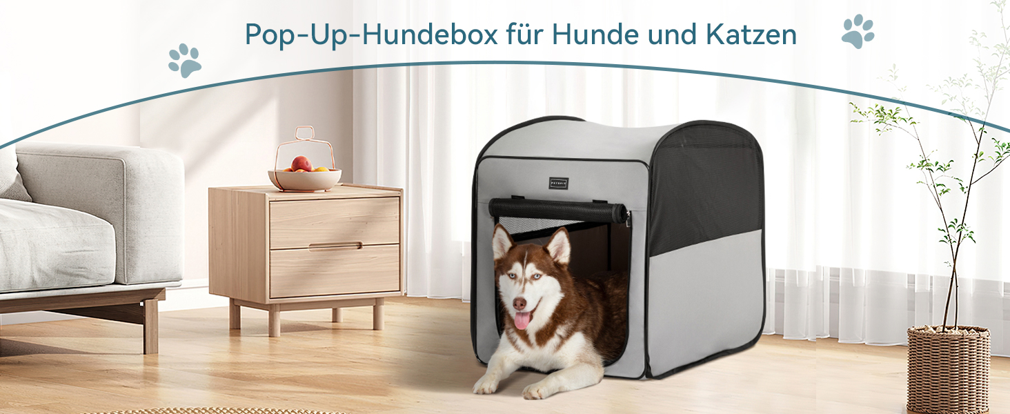 Клітка для собак Petsfit, складана, сіра, середнього розміру (68.5 x 39.5 x 56 см)