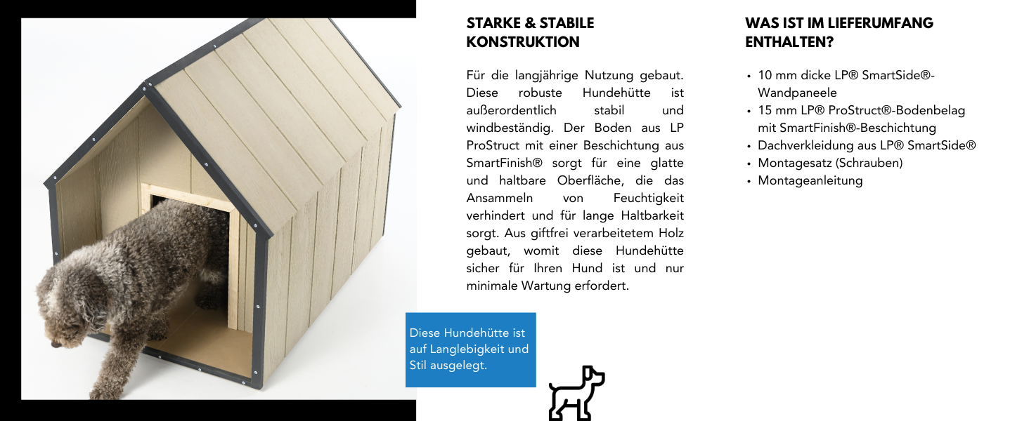 Будка для собак Outdoor маленьких порід – дерев'яна будка для собак, водостійкий дах 76 x 99 x H80 см, розмір S, Timbela M401-1 розмір M, 76x99xH80cm, натуральне дерево (розмір L, 80x118xH94cm, LP SmartSide дерев'яні панелі)