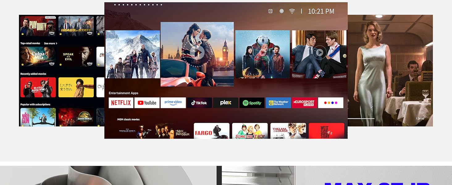 Портативний проєктор VISSPL A-800ANSI: Full HD 1080P, WiFi6, Bluetooth, Автофокус, Корекція трапеції 6D, Підтримка 4K, Netflix, для домашнього кінотеатру та відпочинку на природі