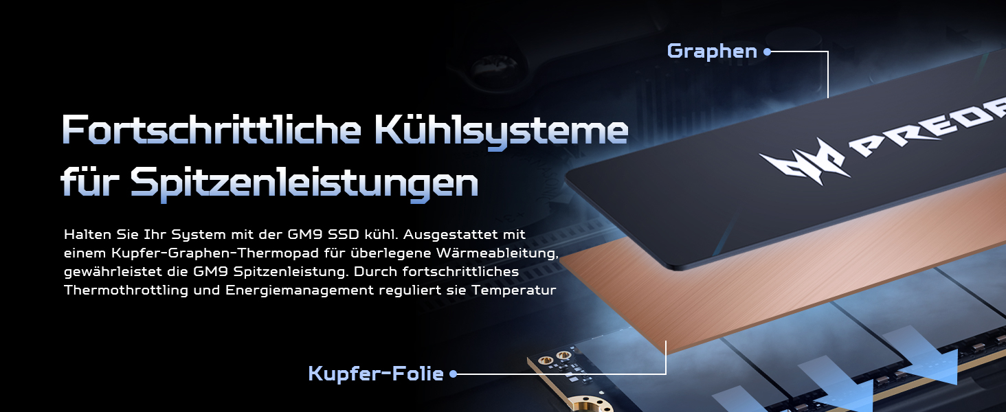 SSD Acer Predator GM7 1TB M.2 NVMe PCIe 4.0 - Швидкість до 7400 МБ/с - TLC NAND Flash - Внутрішній SSD для ПК, ноутбука та PS5