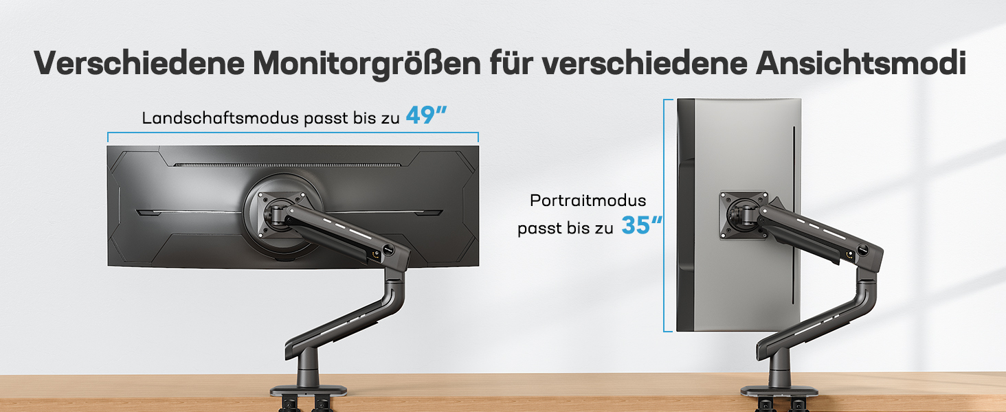 Кріплення для монітора HUANUO для Ultrawide екранів до 49 дюймів, 18 кг, регульований кронштейн, VESA 100x100mm, без RGB підсвітки