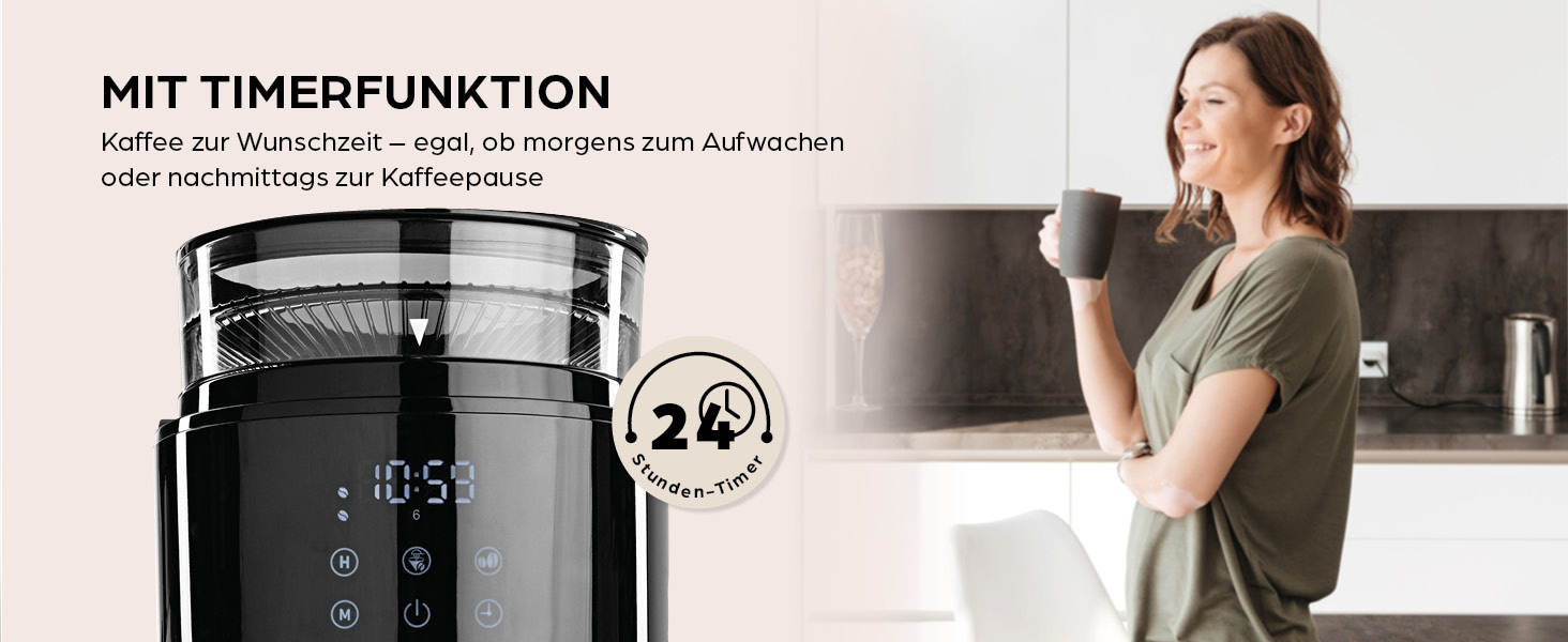 Кавомашина Barista Filterkaffeemaschine з регульованим млинком та термокружка | Функція підігріву, таймер 24 год та перманентний фільтр | Для 10 чашок кави | Кавомашина для зерен та меленої кави [Нержавіюча сталь] (8) Нержавіюча сталь (Pro Design) - Термокружка - з млинком