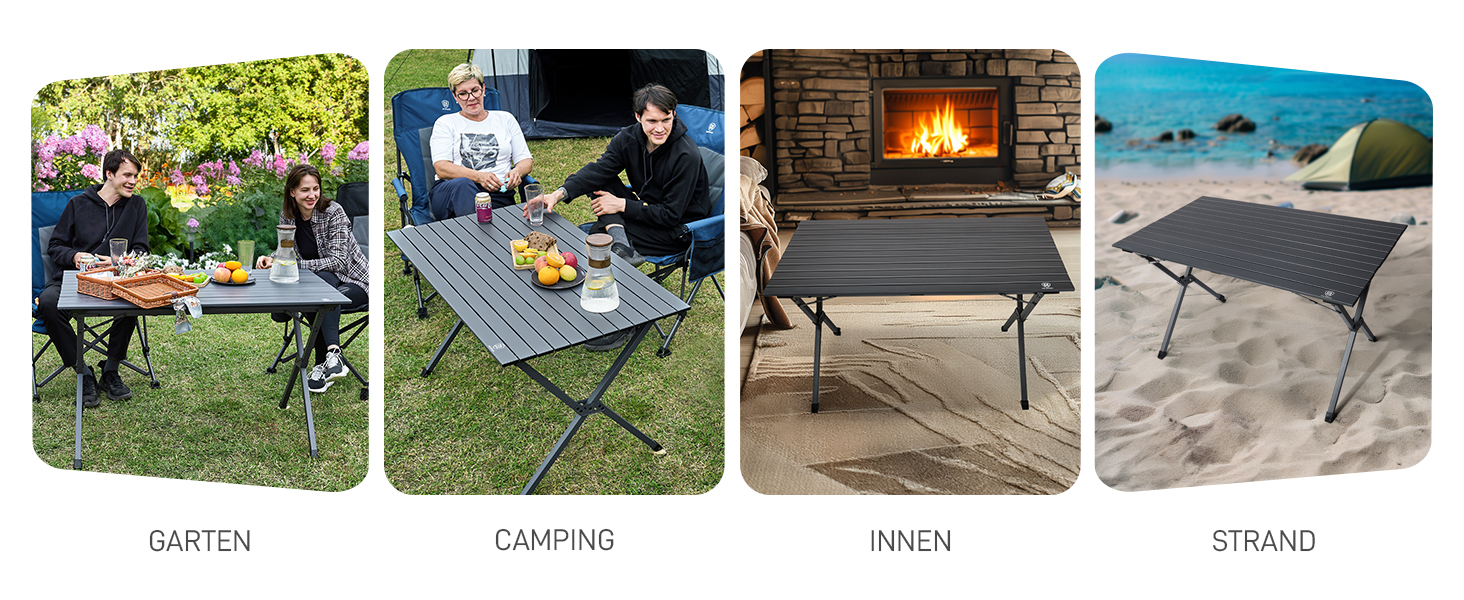 Розкладний туристичний стіл EVER ADVANCED 120x70 см, алюміній, 100 кг, сірий