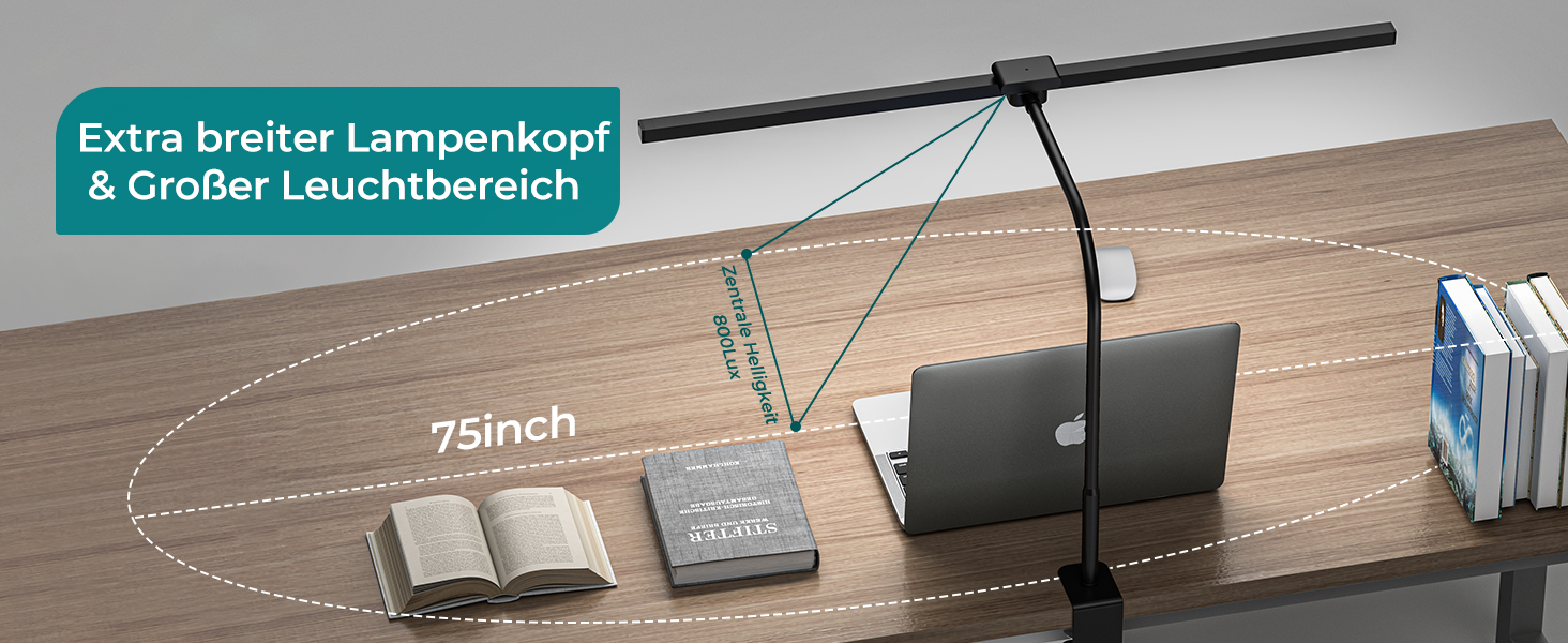 Vatato LED Desk Lamp - Dimmable 24W Adjustable Office Lamp with Remote, Eye Protection Daylight Lamp, 5 Colors & 5 Brightness Levels (Black)