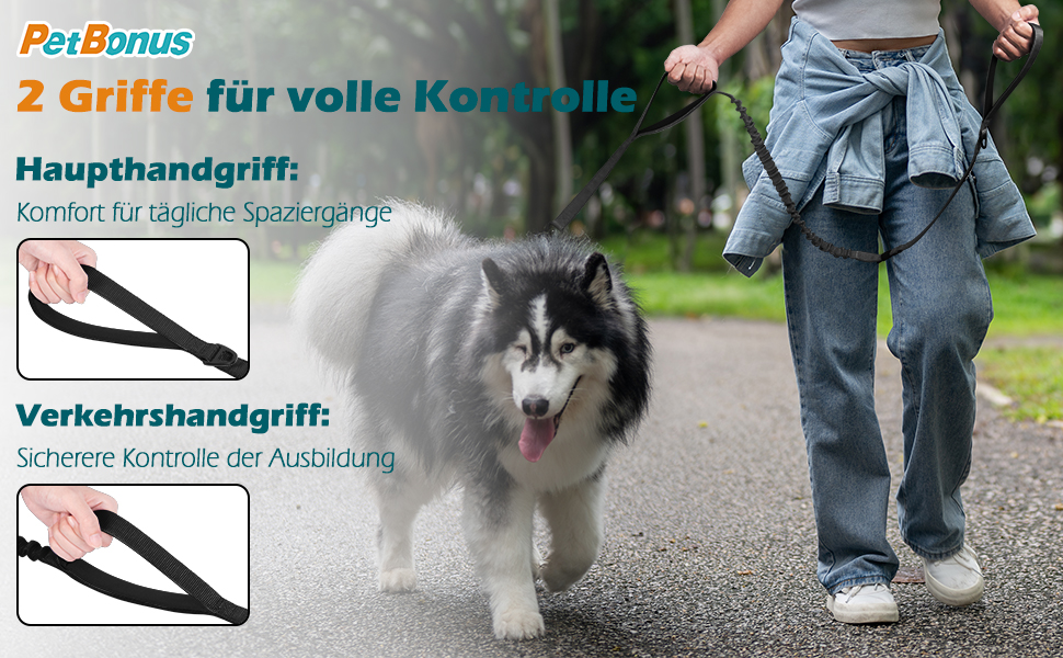 Тактична повідок для собак PetBonus Heavy Duty, 1,5м, еластична, з 2 зручними ручками, фіксатор для авто, No Pull для дресування великих та середніх собак (армійний зелений)