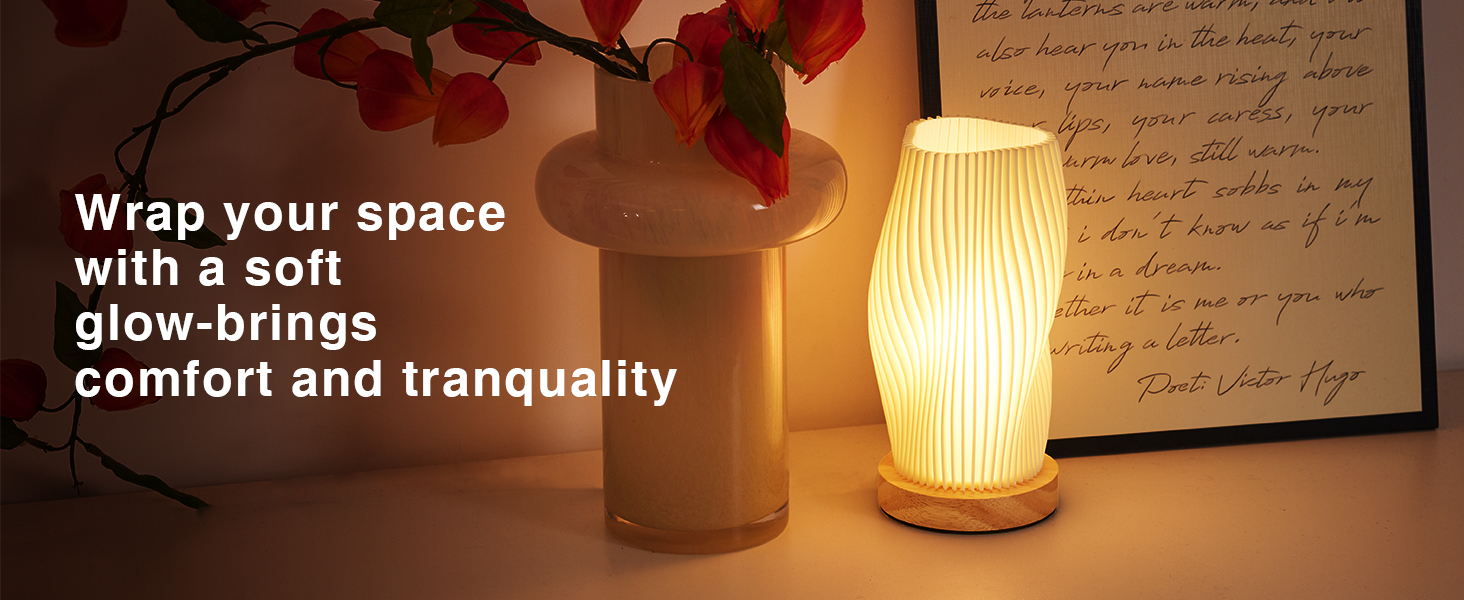Стіл лампа Dawnwake з дерев'яним цоколем, LED-лампа для спальні та вітальні