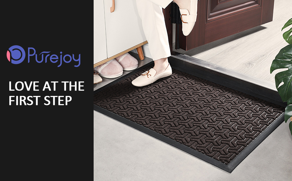 Придверний килимок Purejoy 60x90 см гумовий, нековзний, для вхідних дверей, миючий, грязьозахисний килим для низького входу