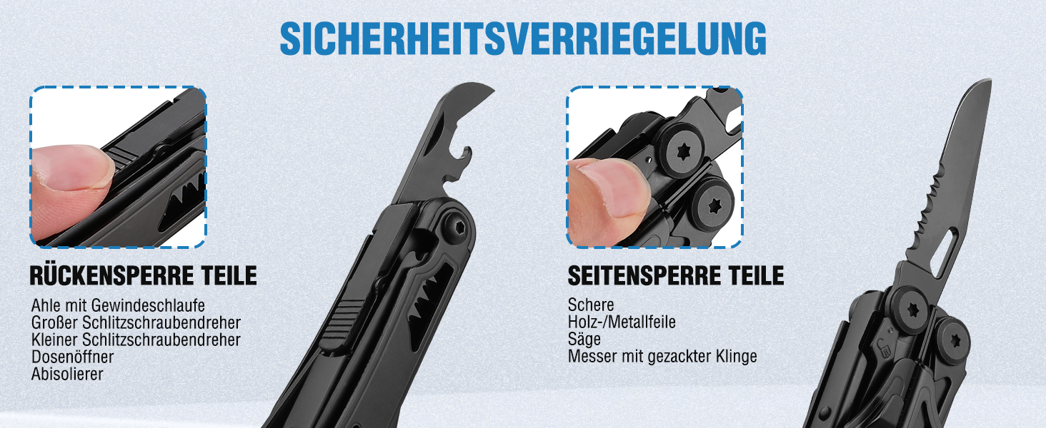 FLISSA 19-in-1 Multifunction Pliers - Survival Multitool with Glass Breaker & Fire Starter - Camping, Repair & Emergency Tool with Carrying Case