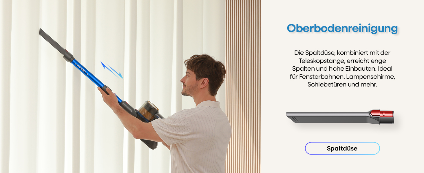 UNINELL HOME Бездротовий акумуляторний пилосос 45000Pa/450W/60Min з LED-дисплеєм, антизаплутана щітка, тихий, для килима, твердих поверхонь та шерсті тварин, блакитний