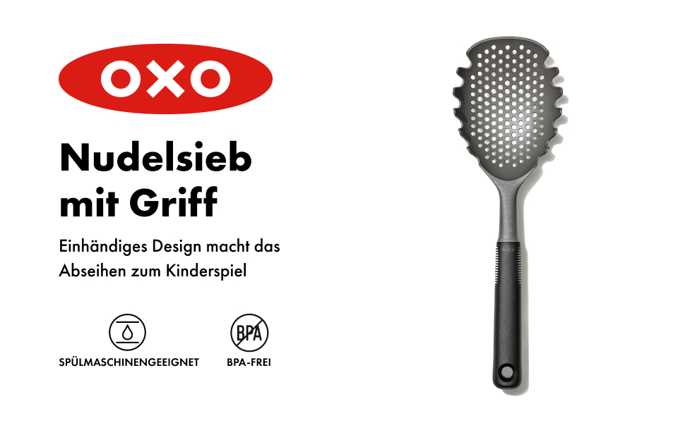 Сито для макаронів OXO Good Grips з ручкою, сіре