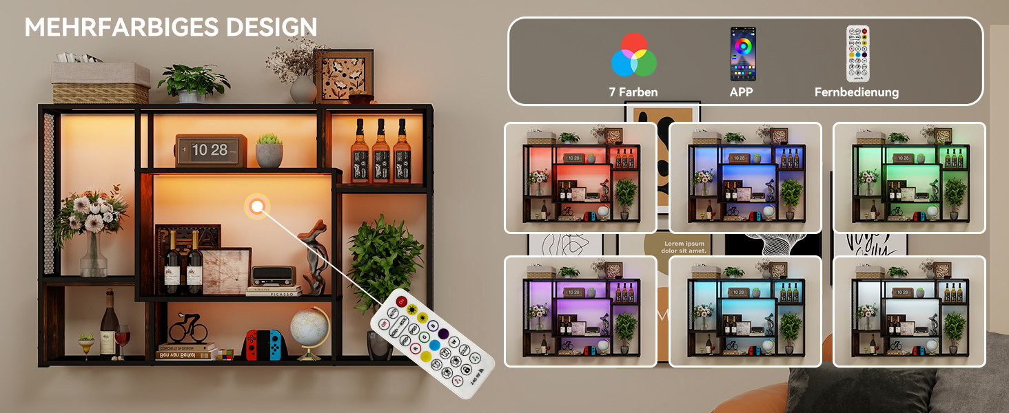 Стильне металеве виноградне реіал на стіну з LED-підсвічуванням, 3 яруси, чорний, 120x80 см