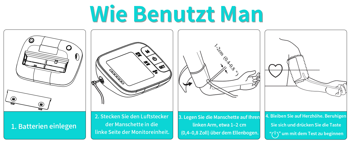 Тонометр EUROPAPA на плече для дому, вимірювання пульсу та артеріального тиску, велика манжета (22-42 см), 2 * 60 пам'ять, для 2 користувачів (чорний)