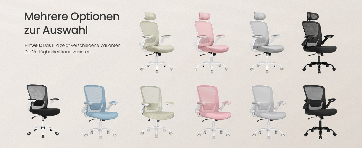 Офісне крісло SONGMICS ергономічне, поворотне з сіткою, підтримка попереку та голову, функція гойдання, ширина сидіння 53 см, відкидні підлокітники, для офісу та спальні, студентів, кольору капучино OBN047K01