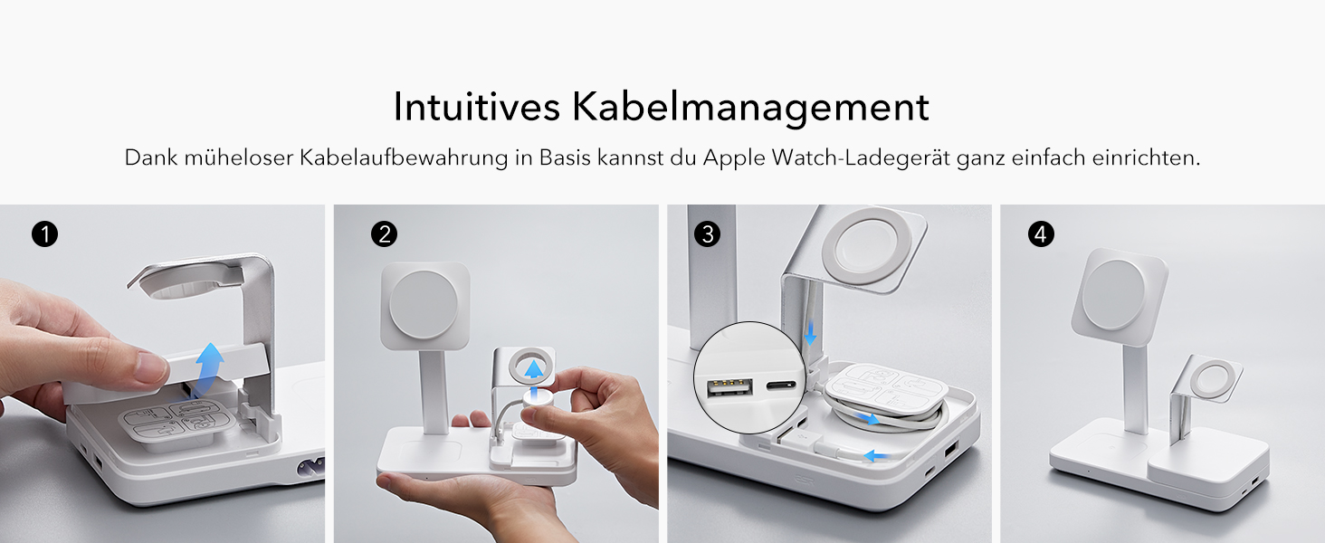 Зарядний пристрій ESR 65W GaN 5-в-1 з підтримкою MagSafe, білий. Сумісний з iPhone 17/16/15/14/13/12, Apple Watch, AirPods та USB A/C пристроями