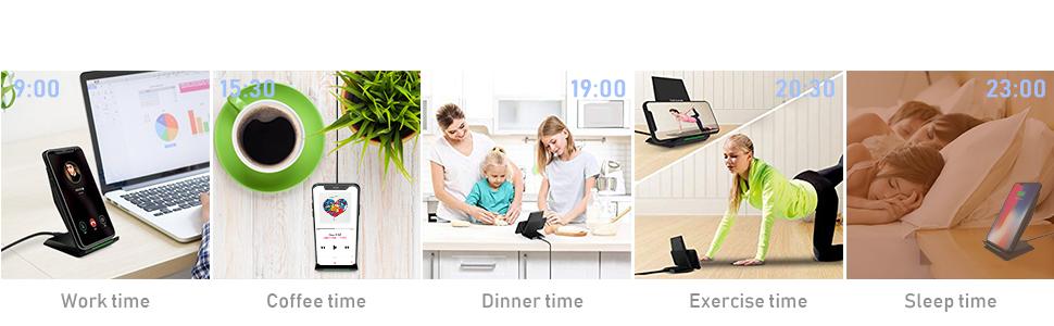 Бездротовий зарядний пристрій NANAMI 2 в 1, 15W Qi, з підставкою для телефону, для Samsung Galaxy S26/S25/S24/S23/S22 Ultra, iPhone 17/16/15/14/13/12, Чорний та Білий