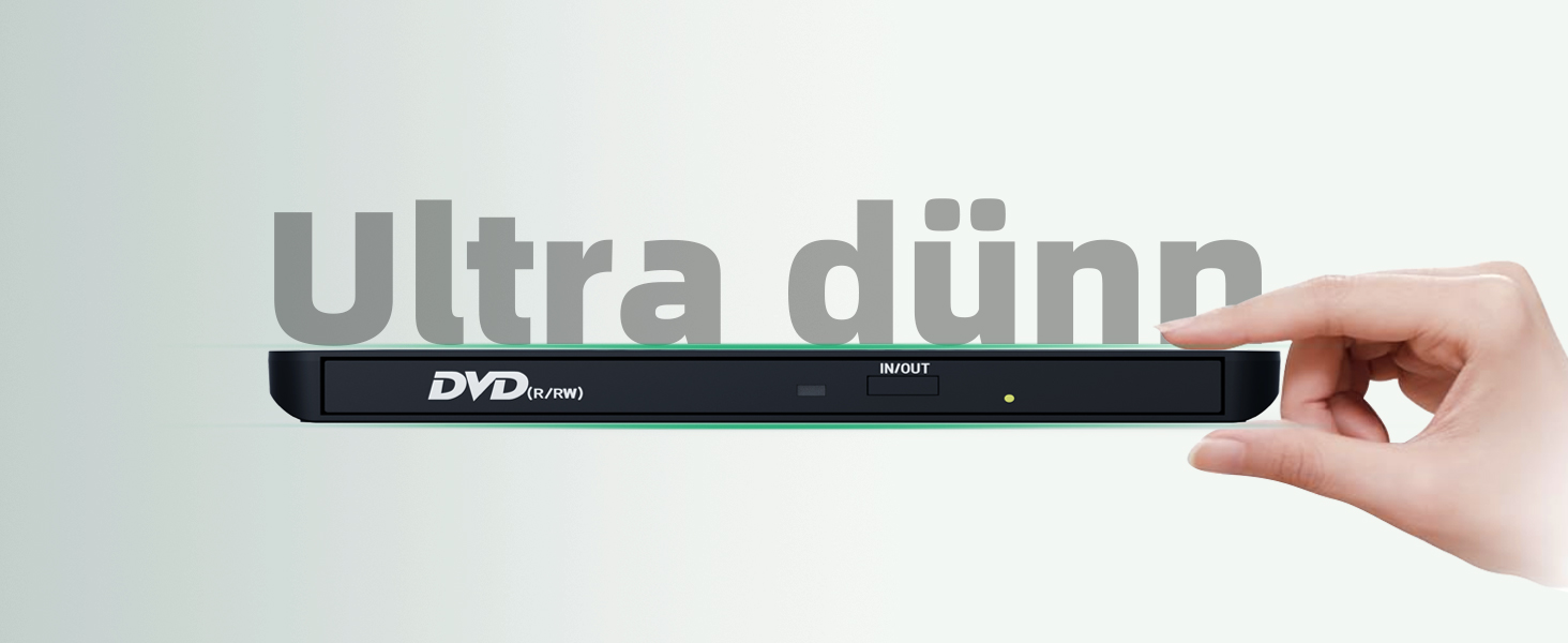 Зовнішній DVD-накопичувач PeroBuno USB 3.0 Type-C, CD ROM +/-RW оптичний привід, ультратонкий DVD-записувач та плеєр для ноутбука, PC, MacBook (Windows, Linux, macOS)