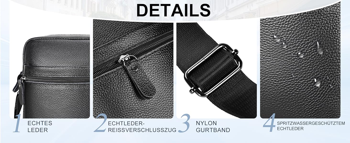 Чоловіча сумка через плече Leathario з натуральної шкіри, велика місткість, чорна