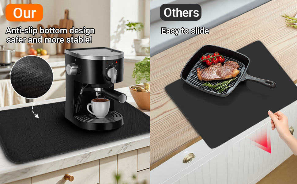 Термостійкий килимок під кавомашину: 3 шт. Захист від нагріву 40.5x60.5 см для плити, духовки, Airfryer. Антиковзка захисна підставка