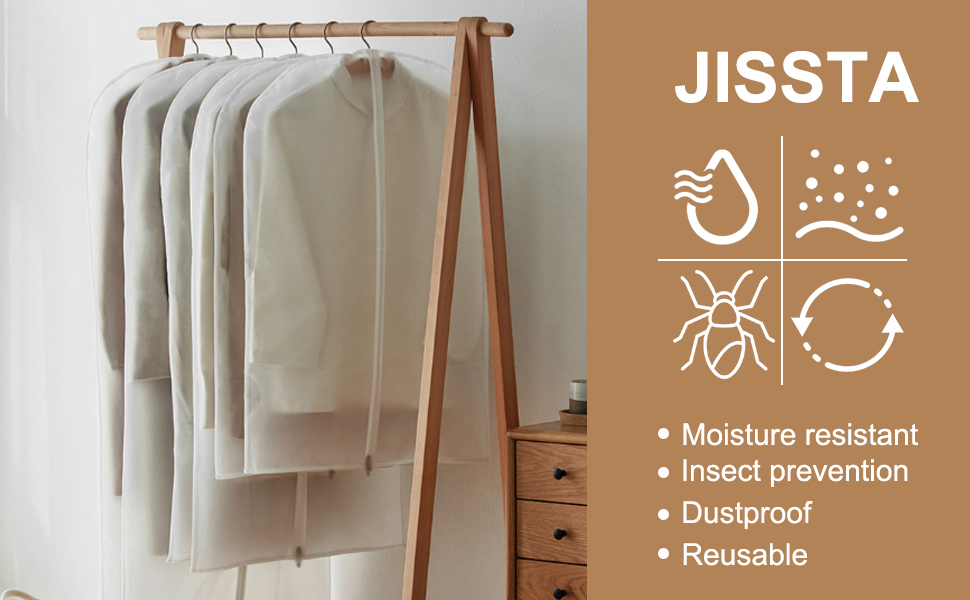 16 шт. мішки для одягу, великі, середні та короткі, 60 x 120/100/80 см, з блискавкою, прозорі, для костюмів, пальто, суконь, сорочок, зберігання, захисні чохли (білий)