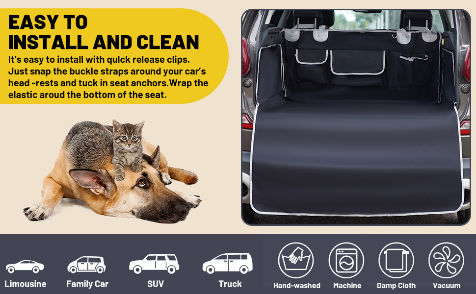 Захист для багажника автомобіля для собак, SUV, чорний килимок з захистом боків та бампера, водовідштовхувальний, універсальний, 205x115 см