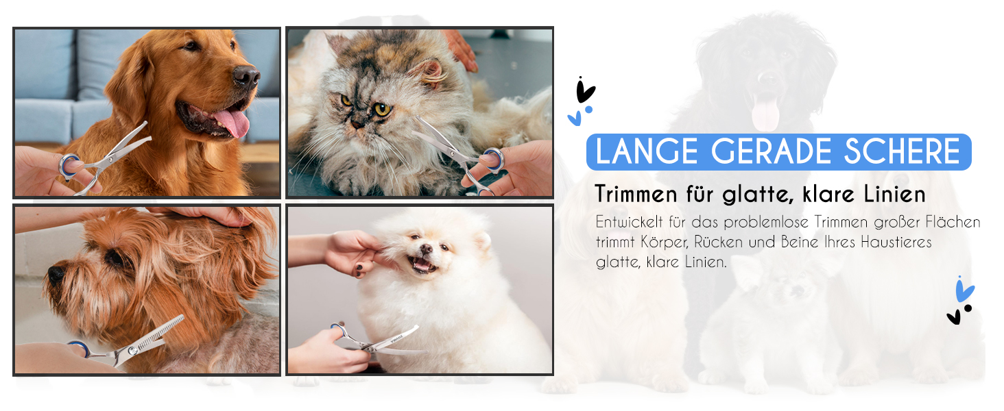 Набір для грумінгу собак та котів: професійні ножиці для стрижки шерсті з чохлом з екошкіри, нержавіюча сталь