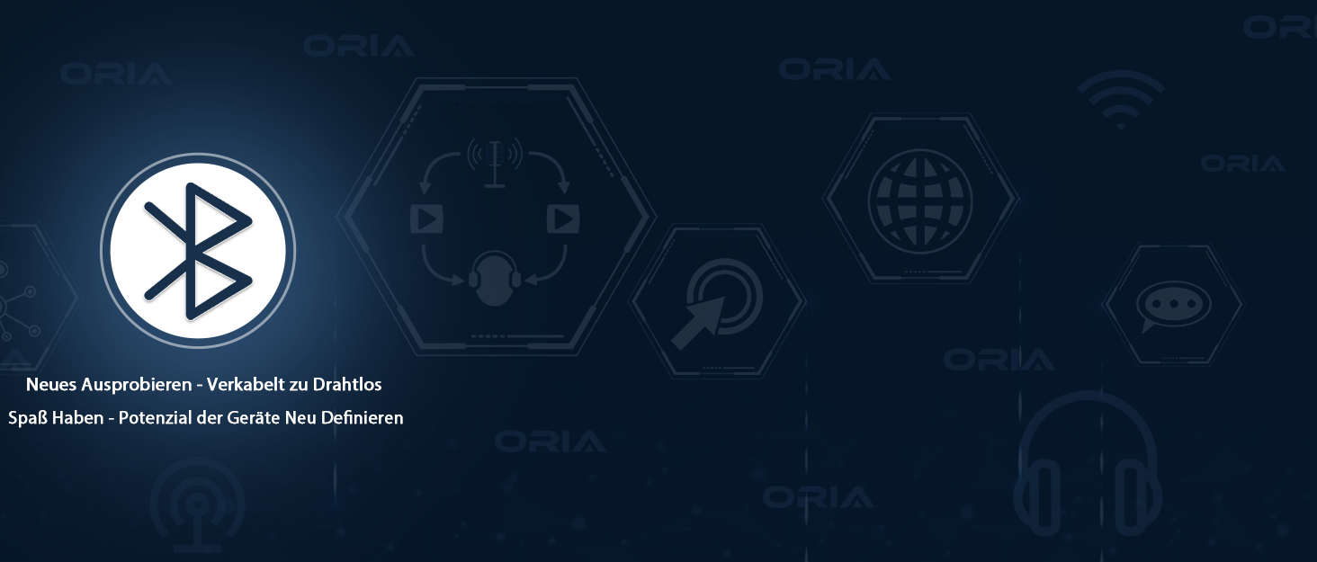 ORIA Bluetooth 5.3 Аудіоадаптер 2-в-1 з AUX, для навушників, колонок, ноутбуків, чорний