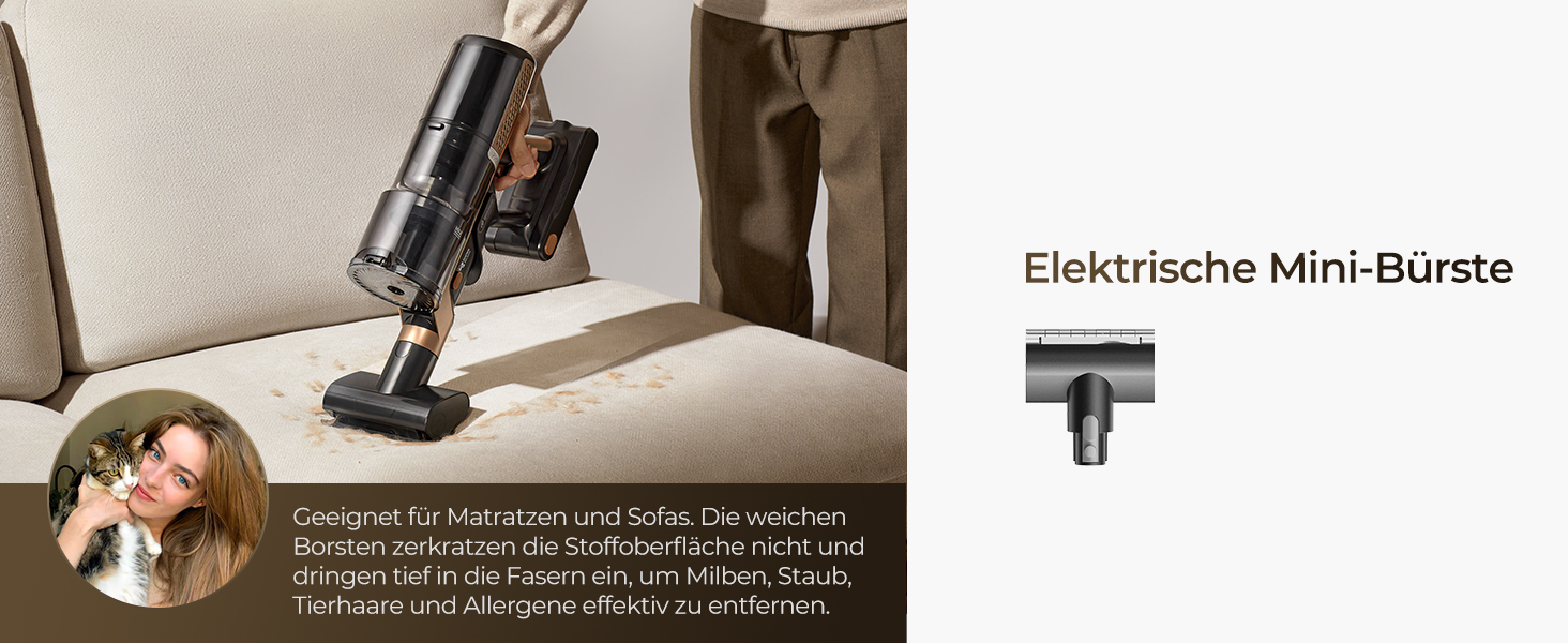 Бездротовий пилосос Proscenic P20 з функцією миття, 70KPa, 70 хв, 680W, самостійна док-станція, фільтр 6 шарів, 1,5л, для килимів та шерсті домашніх тварин, Aurum Black