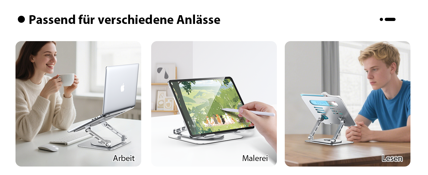 Підставка для ноутбука CreaDream, алюміній, 360° обертання, регульована, для 10-17