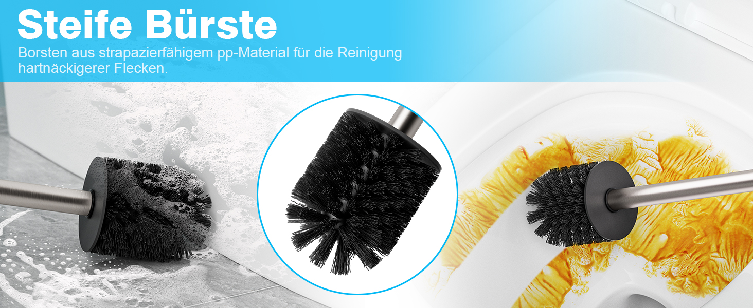 Набір для чищення унітазу FUNPALA з нержавіючої сталі та силікону, 2 насадки, ручка-тримач, сріблястий