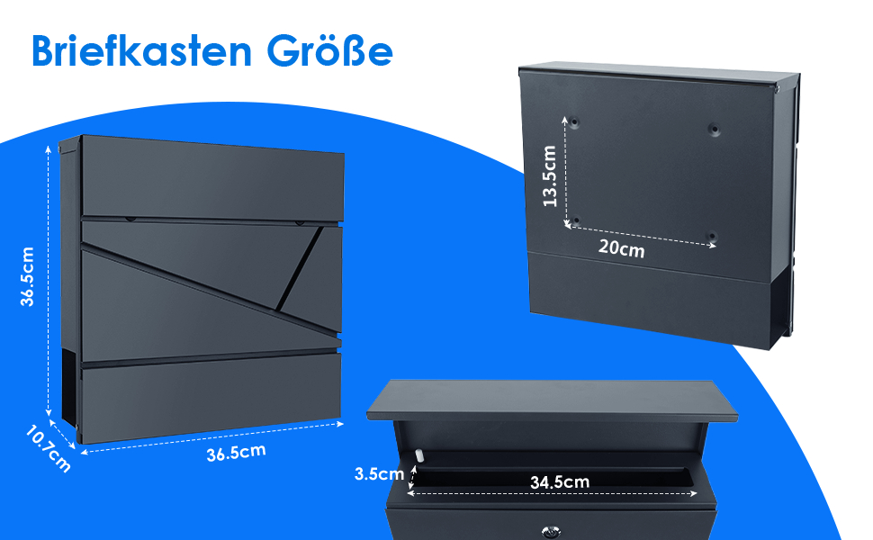 Поштовий ящик Bobodeco Dreispitz антрацит RAL 7016 з оглядовим вікном та газетницею, замок
