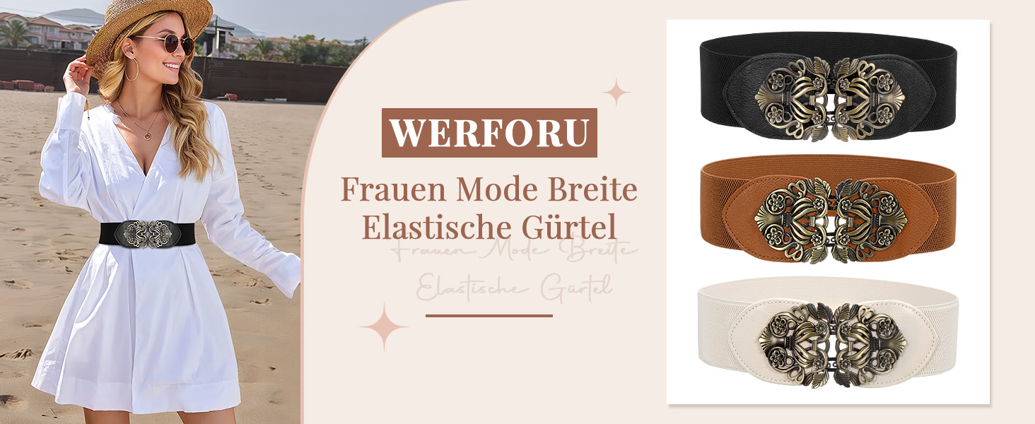 Жіночий широкий еластичний пояс WERFORU, витончений ретро-акцент, розмір 82-95 см