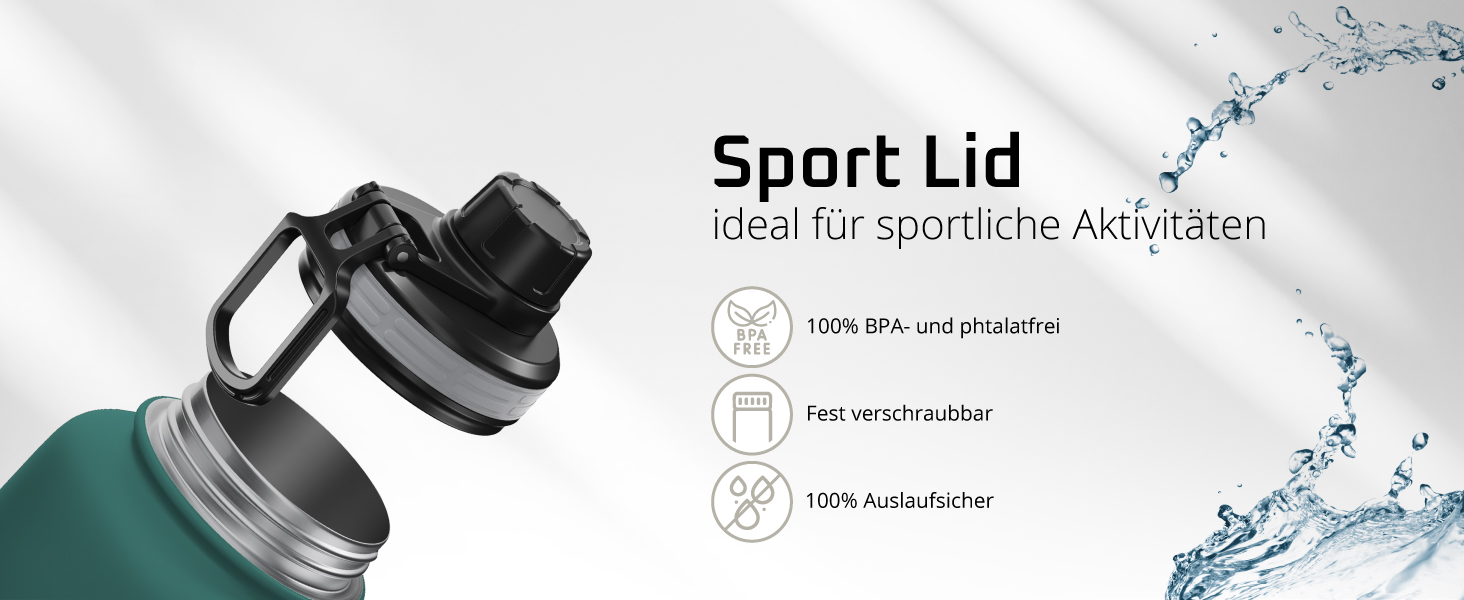 Фляга для води з нержавіючої сталі з трубочкою та інфузером, 3 кришки: BPA-free, не протікає, підходить для газованої води - спортивна фляга, термофляга, ізотермос, для дітей, 680 мл, Sage