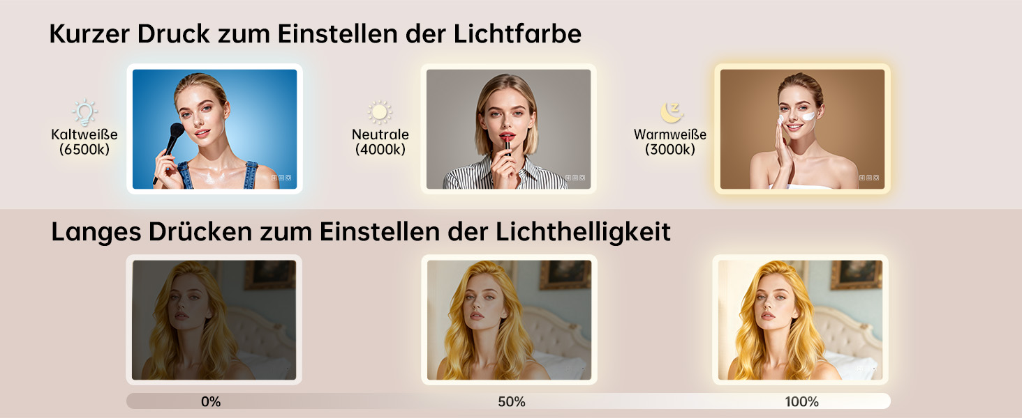 MIQU LED дзеркало для ванної кімнати з підсвічуванням 60x50 см, велике дзеркало для ванної кімнати з сенсорним регулюванням, тепле/біле світло, антизапар, настінне дзеркало для ванної кімнати, туалету, коридору, прямокутне з округлими кутами (3 кольори світла + Bluetooth + розетка, 60L x 80B см)