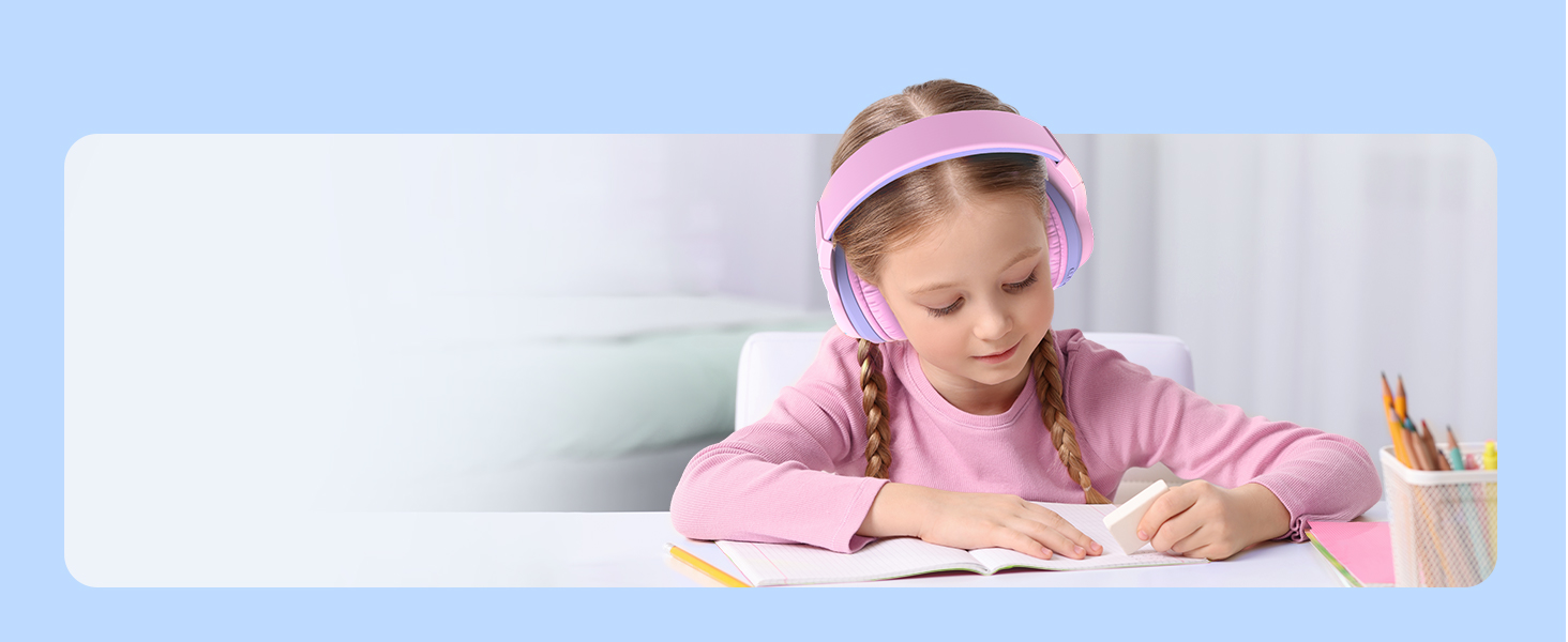 iClever Бездротові навушники для дітей 2 шт. з LED-підсвічуванням, Over-Ear, обмеження гучності 74/85 дБ, 85 годин роботи, Bluetooth 5.2, мікрофон, чорний/рожевий