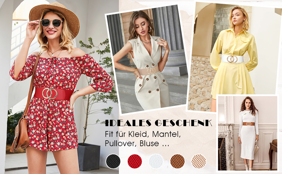 Жіночий широкий еластичний пояс JasGood вінтажний, з золотою пряжкою, білий, 80 см (під талію 80-95 см)