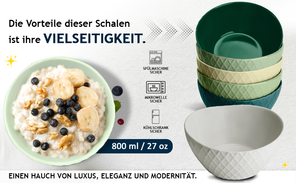 Набір мисок Miamio Palmanova (зелений) – 6 шт. по 800 мл – сучасний дизайн