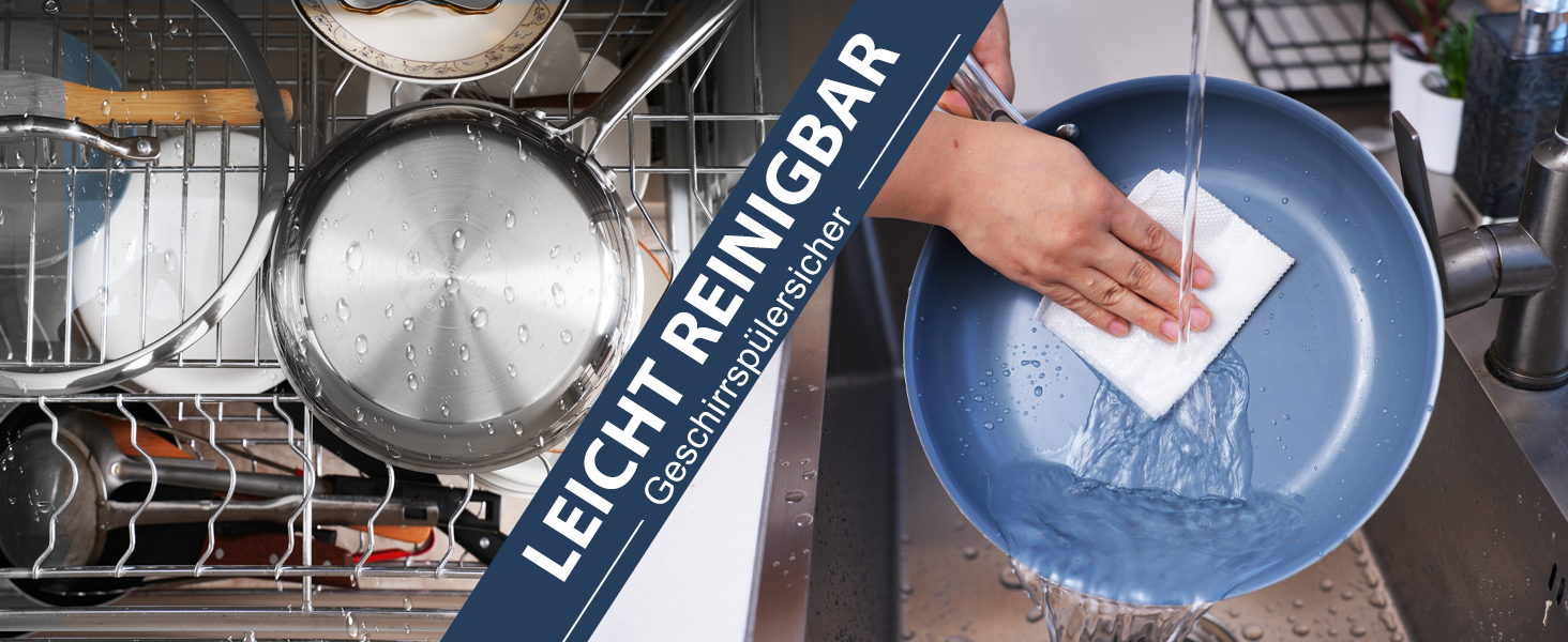 Сковорода з нержавіючої сталі з антипригарним покриттям Creamic, 20 см, без PFOA, PTFE та PFAS, для здорового харчування, сумісна з індукцією, електрикою та газом