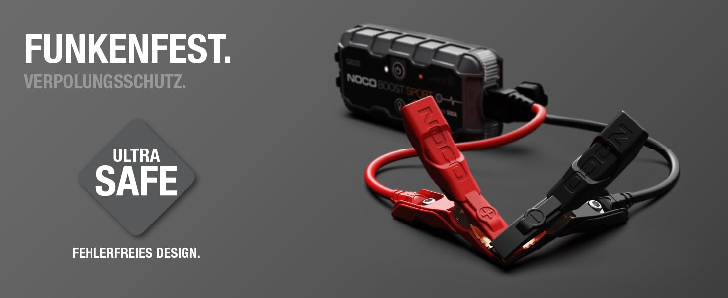 Портативний пусковий пристрій NOCO Boost GB20: Powerbank 500A для автомобілів до 4.0L – 12V літієвий стартер з кабелями