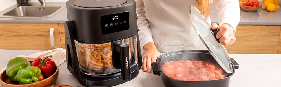 Фритюрниця, гриль та духовка Cecotec Cecofry FoodCourt 11000 Connected: 11 л, 1850 Вт, 3-в-1, 8 програм, Wi-Fi, 40-230ºC