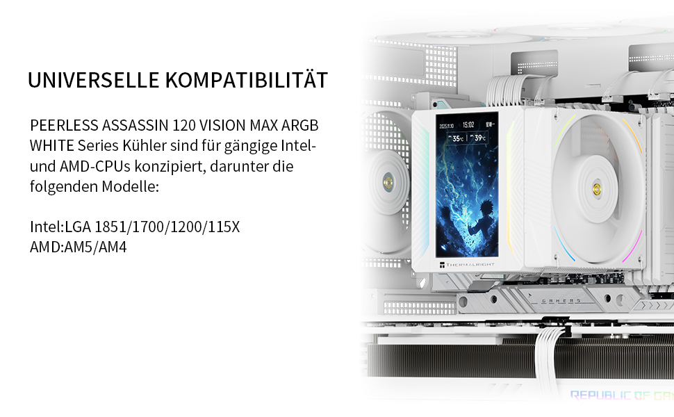 Кулер для процесора Thermalright Peerless Assassin 120 VISION MAX ARGB Black, з 2 вентиляторами TL-K12 PWM та 5
